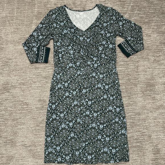 Lands' End Dresses & Skirts - Lands End Dress Womens Large Green Floral V Neck Knot Twist Front Outdoor Casual